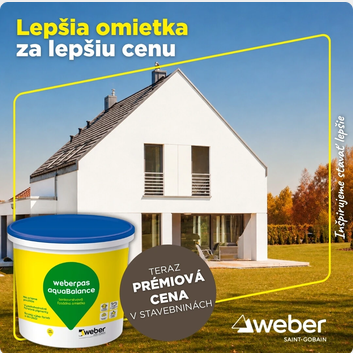 Podľa informácie na webe vsetkoozatepleni.sk, počas jesennej akcie v Isover dostanete za cenu bežnej omietky špeciálnu inovatívnu omietku Weberpass aquabalance